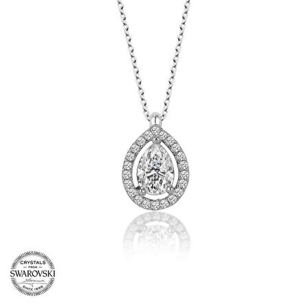 Swarovski Taşlı Gümüş Tektaş Kadın Kolye