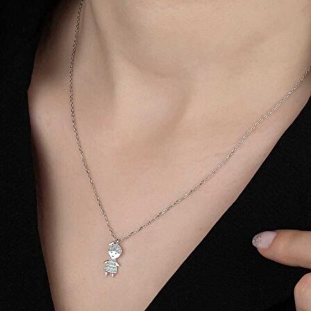 Swarovski Taşlı Gümüş Tektaş Bayan Kolye