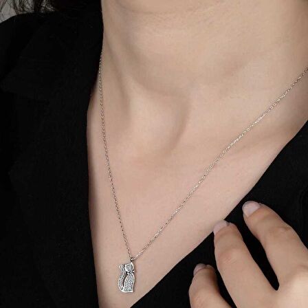 Swarovski Taşlı Gümüş Damla Kalp Bayan Kolye