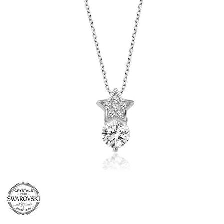 Swarovski Taşlı Gümüş Kalp Kadın Kolye