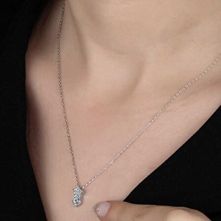 Swarovski Taşlı Gümüş Kalp Kadın Kolye