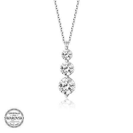 Swarovski Taşlı Gümüş Kalp Bayan Kolye