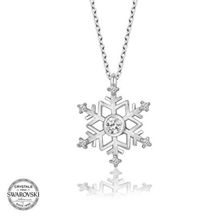 Swarovski Taşlı Gümüş Kartanesi Kadın Kolye