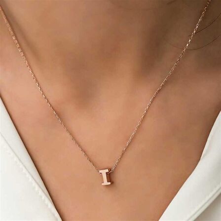 Gümüş Rose 3 Boyutlu I Harf Kadın Kolye
