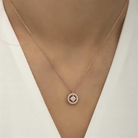 Gümüş Minimal Yuvarlak Tektaş Kadın Kolye