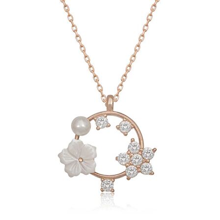 Gümüş Manolya Çiçeği Yıldız Kadın Kolye