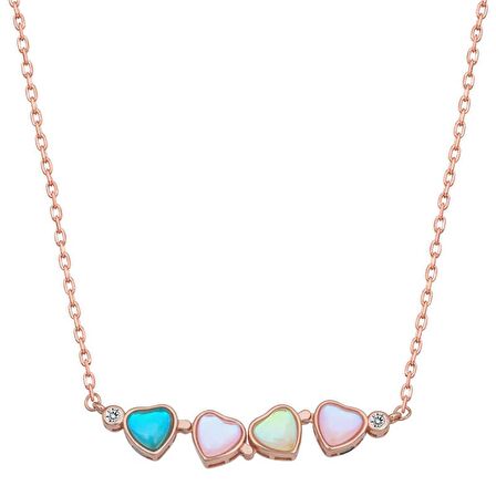 Gümüş Renkli Kalpli Açılabilen Yonca Kadın Kolye