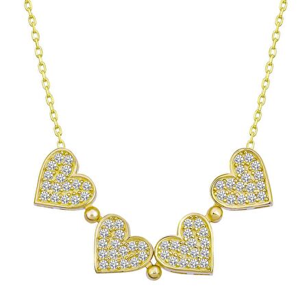 Gümüş Beyaz Taşlı Kalpli Açılabilen Yonca Kadın Kolye