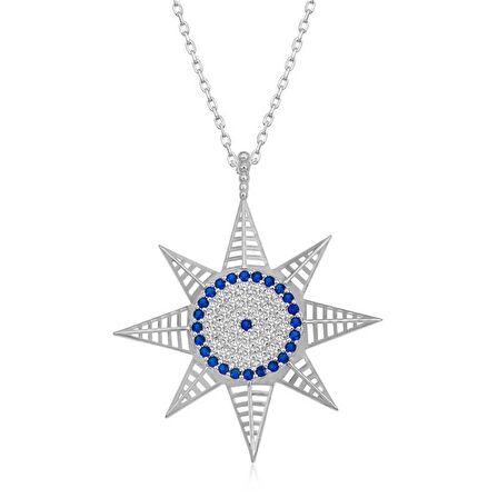 Gümüş Nazarlı Kutup Yıldızı Kadın Kolye