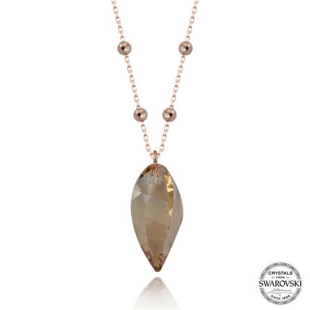 Swarovski Crystal Taşlı Rose Top Zincir Gümüş Kadın Kolye