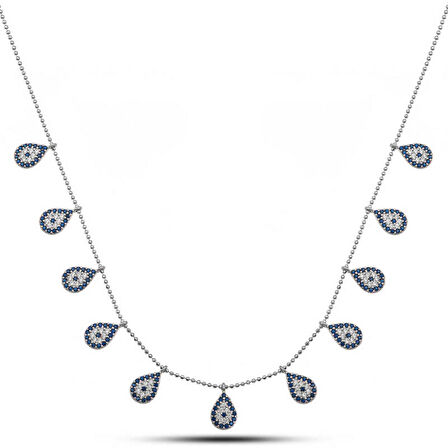 Gümüş Damla Nazarlı Şans Kadın Kolye