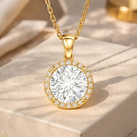 Gümüş Gold Yuvarlak Montür Kadın Kolye