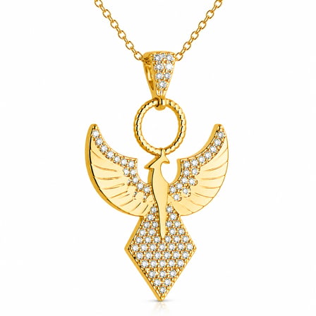 Gümüş Gold Zirkon Taşlı Anka Kuşu Kadın Kolye