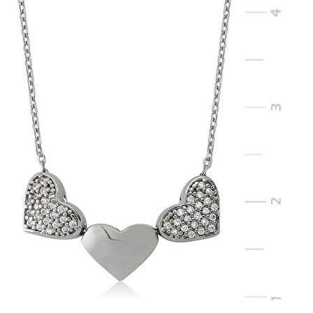 Gümüş 3 Kalpli Kadın Kolye