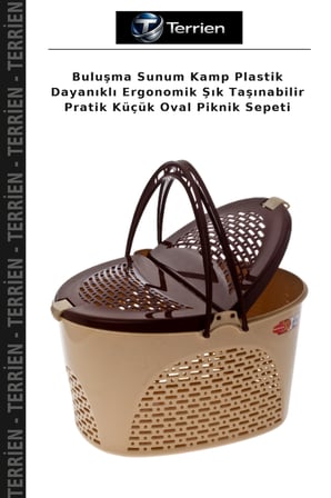 Buluşma Sunum Kamp Plastik Dayanıklı Ergonomik Şık Taşınabilir Pratik Küçük Oval Piknik Sepeti