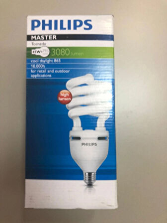 2 ADET PHILIPS TORNADO E 27  45W=198W=3080 LÜMEN  6500K BEYAZ TASRRUFLU LAMBA  244x102mm