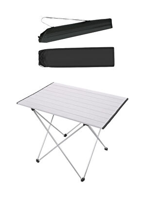 Katlanabilir Alüminyum Kamp Ve Piknik Masası, Çantalı Gümüş, Geniş Model