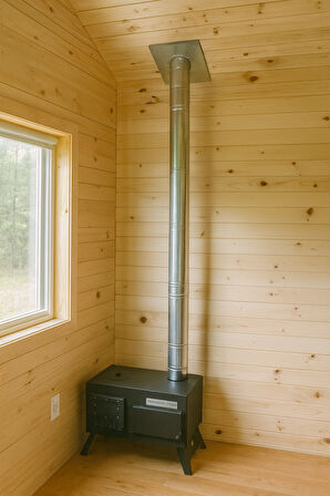 Isı Yalıtımlı Yanmaz Boru Baca Çıkışı - Çap 8cm Konteyner, Tiny House İçin