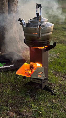 Roket Soba, Rocket Stove, Kamp Ocağı, Odunlu Kamp Sobası Çantalı