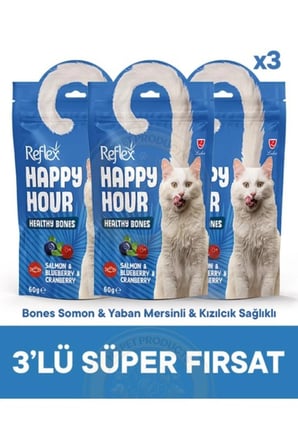 Reflex Happy Hour Healty Bones Somon & Yaban Mersinli & Kızılcık Sağlıklı Kemikler Için Destekleyici 3lü fırsat
