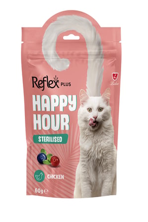 Reflex Happy Hour Sterilised Chicken Kısırlaştırılmış Kediler için Tavuklu Ödül Maması 60 GR