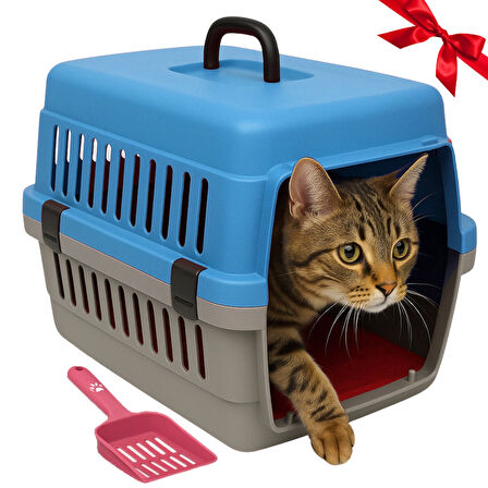 Beylini Kedi Köpek Evcil Hayvan Taşıma Kutusu Yumuşak Zeminli Portatif Seyahat Veteriner Uyumlu Hafif Evcil Hayvan Çantası Pratik Kullanımlı Evcil Hayvan Taşıyıcı Mavi 28X33X45 cm
