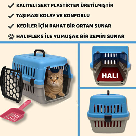 Beylini Kedi Köpek Evcil Hayvan Taşıma Kutusu Yumuşak Zeminli Portatif Seyahat Veteriner Uyumlu Hafif Evcil Hayvan Çantası Pratik Kullanımlı Evcil Hayvan Taşıyıcı Mavi 28X33X45 cm