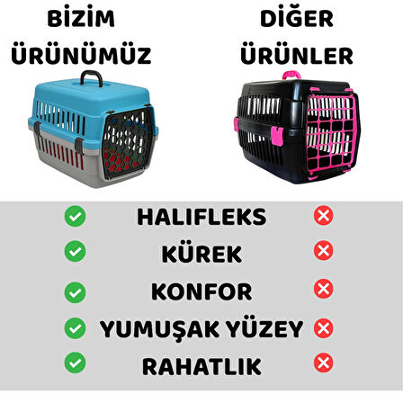 Beylini Kedi Köpek Evcil Hayvan Taşıma Kutusu Yumuşak Zeminli Portatif Seyahat Veteriner Uyumlu Hafif Evcil Hayvan Çantası Pratik Kullanımlı Evcil Hayvan Taşıyıcı Mavi 28X33X45 cm