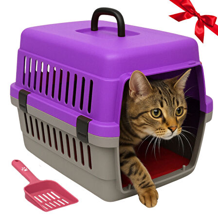 Beylini Kedi Köpek Evcil Hayvan Taşıma Kutusu Yumuşak Zeminli Portatif Seyahat Veteriner Uyumlu Hafif Evcil Hayvan Çantası Pratik Kullanımlı Evcil Hayvan Taşıyıcı Mor 28X33X45 cm
