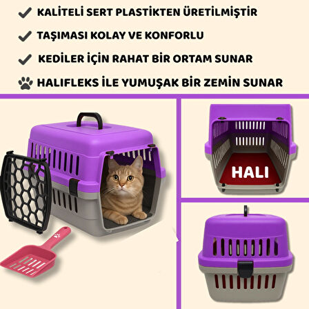 Beylini Kedi Köpek Evcil Hayvan Taşıma Kutusu Yumuşak Zeminli Portatif Seyahat Veteriner Uyumlu Hafif Evcil Hayvan Çantası Pratik Kullanımlı Evcil Hayvan Taşıyıcı Mor 28X33X45 cm