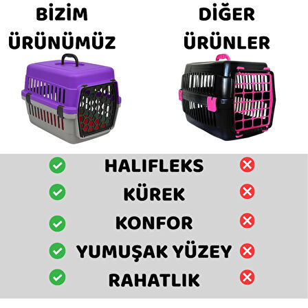 Beylini Kedi Köpek Evcil Hayvan Taşıma Kutusu Yumuşak Zeminli Portatif Seyahat Veteriner Uyumlu Hafif Evcil Hayvan Çantası Pratik Kullanımlı Evcil Hayvan Taşıyıcı Mor 28X33X45 cm
