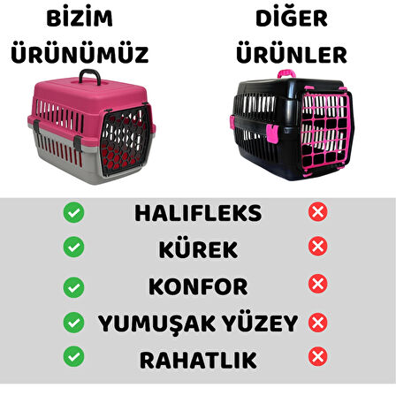 Beylini Kedi Köpek Evcil Hayvan Taşıma Kutusu Yumuşak Zeminli Portatif Seyahat Veteriner Uyumlu Hafif Evcil Hayvan Çantası Pratik Kullanımlı Evcil Hayvan Taşıyıcı Pembe 28X33X45 cm