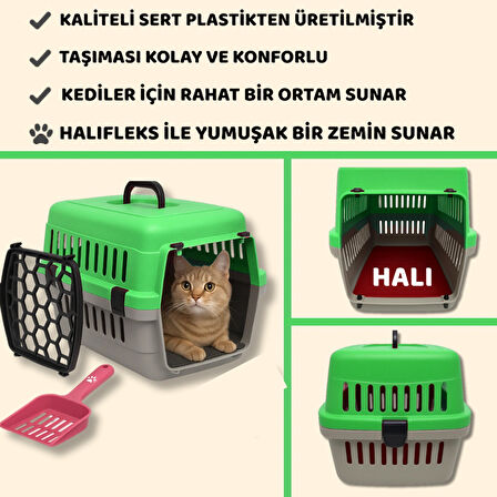 Beylini Kedi Köpek Evcil Hayvan Taşıma Kutusu Yumuşak Zeminli Portatif Seyahat Veteriner Uyumlu Hafif Evcil Hayvan Çantası Pratik Kullanımlı Evcil Hayvan Taşıyıcı Yeşil 28X33X45 cm