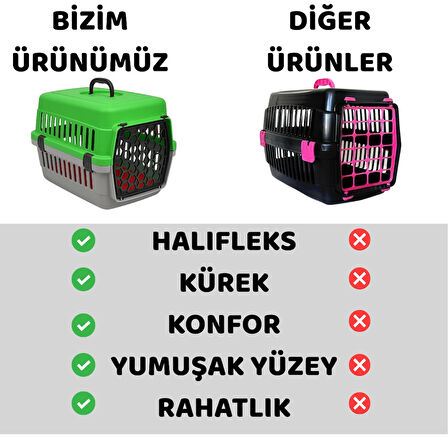 Beylini Kedi Köpek Evcil Hayvan Taşıma Kutusu Yumuşak Zeminli Portatif Seyahat Veteriner Uyumlu Hafif Evcil Hayvan Çantası Pratik Kullanımlı Evcil Hayvan Taşıyıcı Yeşil 28X33X45 cm