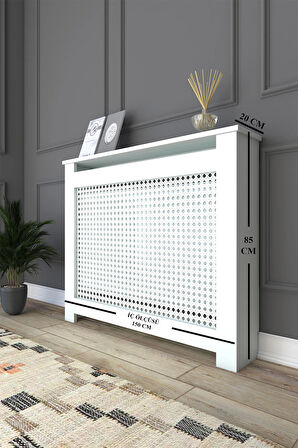 Kalorifer Petek Kapama 150 Cm (İÇ ÖLÇÜSÜ) Hazeran Desenli Mdf Mat Beyaz