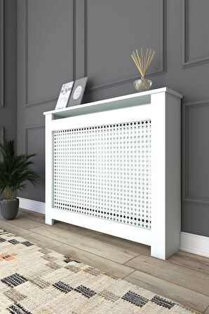 Kalorifer Petek Kapama 85 Cm (İÇ ÖLÇÜSÜ) Hazeran Desenli Mdf Mat Beyaz