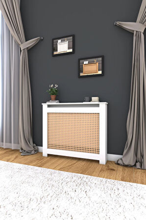 Kapaklı Kalorifer Petek Kapama 85 Cm (İÇ ÖLÇÜSÜ) Hazeran Desenli Mdf Mat Beyaz