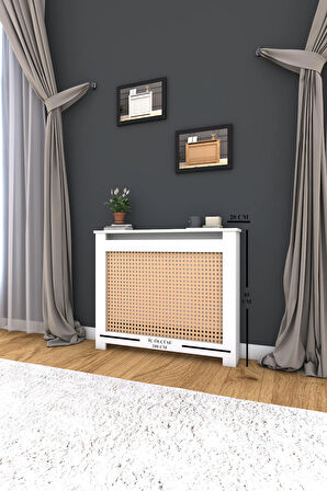 Kapaklı Kalorifer Petek Kapama 100 Cm (İÇ ÖLÇÜSÜ) Hazeran Desenli Mdf Mat Beyaz