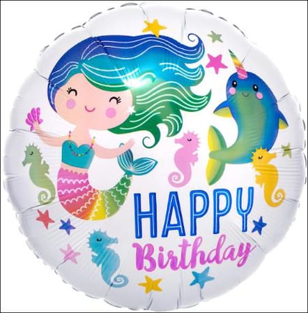 Deniz Kızı Yuvarlak Folyo Balon 18 inç Model 1