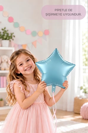 Turkuaz Mavisi Yıldız Folyo Balon 45 cm – Bebek Çocuk Parti Kutlama