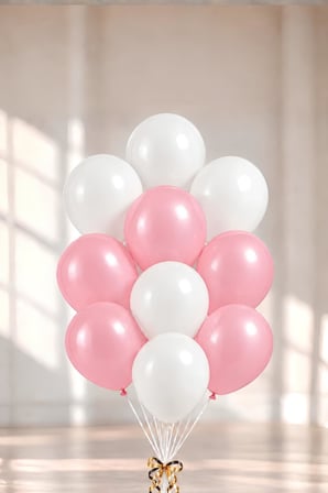 12 İnç Pembe Beyaz Balon 10 adet