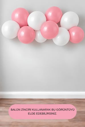 12 İnç Pembe Beyaz Balon 10 adet