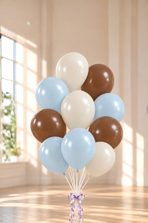 12 İnç Makaron Mavi- Deniz Kumu- Kahverengi 10 Adet Balon 