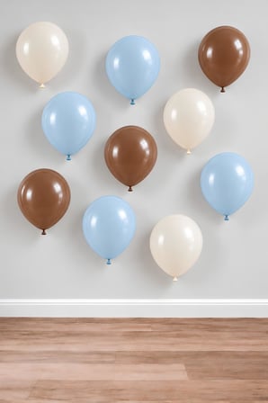 12 İnç Makaron Mavi- Deniz Kumu- Kahverengi 10 Adet Balon 