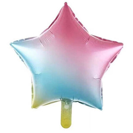 Gökkuşağı Konsepti 5 Yaş Doğum Günü Parti Kutlama Seti; Rakam ve Yıldız Folyo, Banner ve Makaron Balon