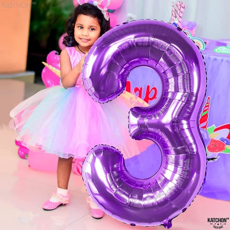 3 Üç Rakam Mor Folyo Balon 32