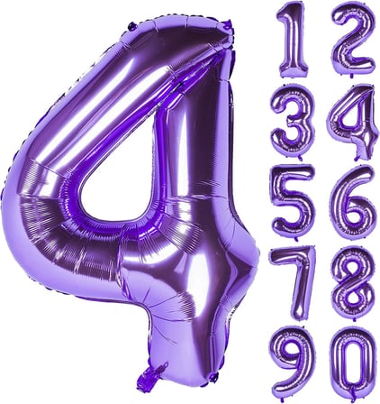 4 Dört Rakam Mor Folyo Balon 32