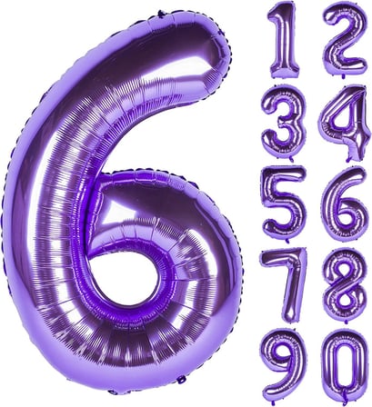 6 Altı Rakam Mor Folyo Balon 32