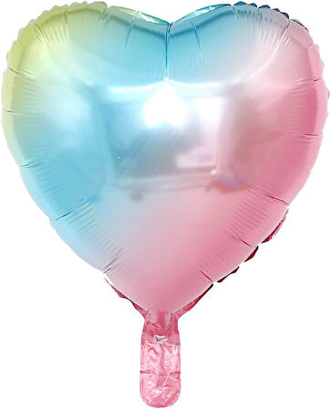 Gökkuşağı Kalp Folyo Balon 18 inç - 45 Cm