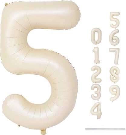5 Rakam Krem Folyo Balon 34 inç 76-82 cm
